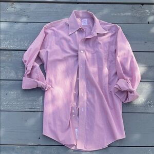Brooks Brothers Men's Pink and White Striped Shirt